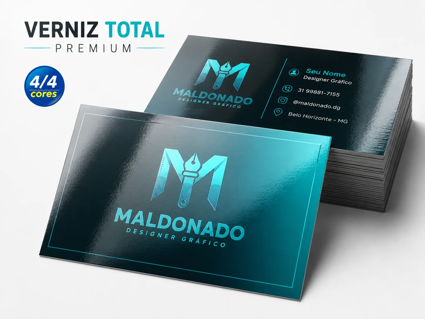 Cartão de visita com Verniz Total frente e verso – MaldonadoDesigner